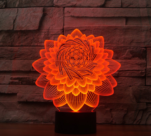 Commerce extérieur nouveau Lotus 2 3D lumière colorée tactile charge Led lumière visuelle cadeau atmosphère 3591