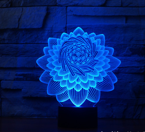 Commerce extérieur nouveau Lotus 2 3D lumière colorée tactile charge Led lumière visuelle cadeau atmosphère 3591