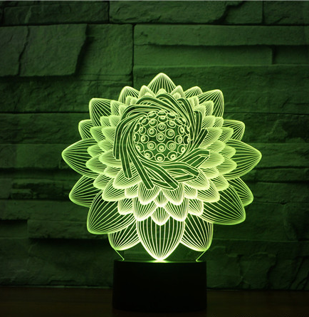 Commerce extérieur nouveau Lotus 2 3D lumière colorée tactile charge Led lumière visuelle cadeau atmosphère 3591