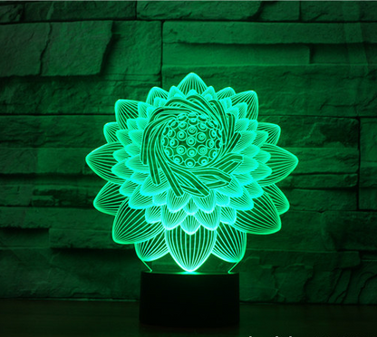 Commerce extérieur nouveau Lotus 2 3D lumière colorée tactile charge Led lumière visuelle cadeau atmosphère 3591