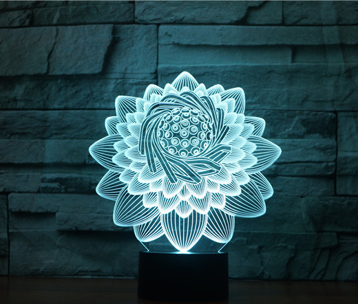 Commerce extérieur nouveau Lotus 2 3D lumière colorée tactile charge Led lumière visuelle cadeau atmosphère 3591