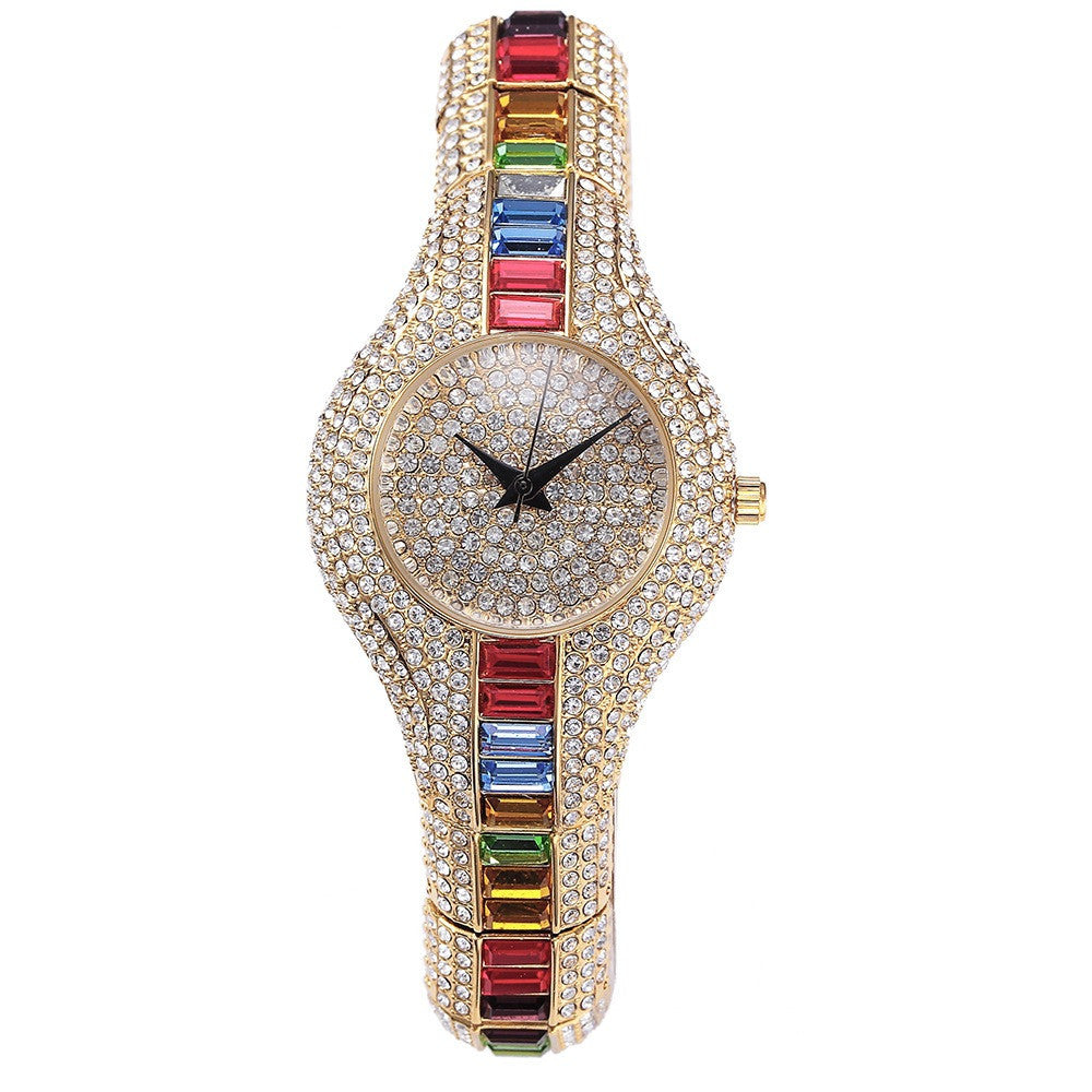 Reloj De Moda Con Diamantes Y Piedras De Colores Llenos De Diamantes Relojes De Alta Gama De Estilo Europeo Para Mujer