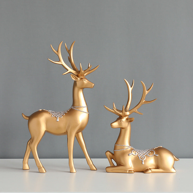 Home Decoration Decoration Resin Crafts Couple Deer Creative Living Room Entrance TV Cabinet Decoration