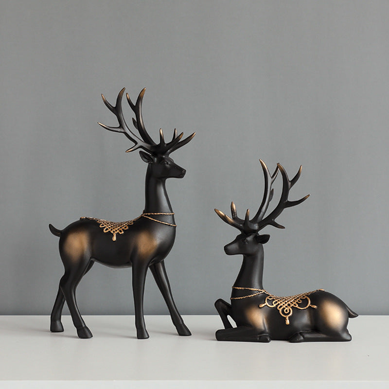 Home Decoration Decoration Resin Crafts Couple Deer Creative Living Room Entrance TV Cabinet Decoration