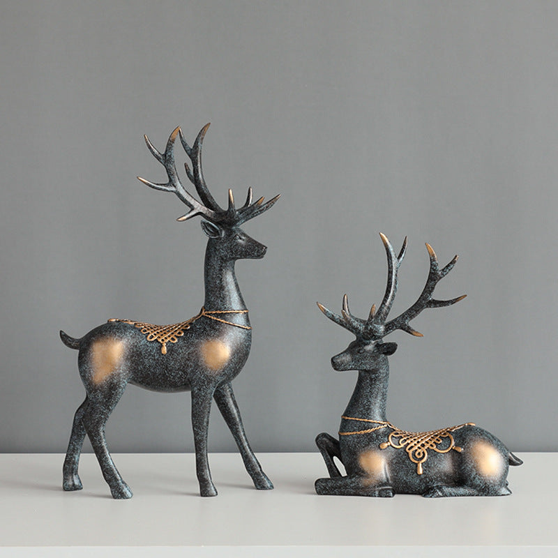 Home Decoration Decoration Resin Crafts Couple Deer Creative Living Room Entrance TV Cabinet Decoration