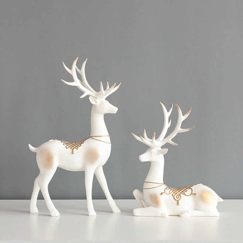 Home Decoration Decoration Resin Crafts Couple Deer Creative Living Room Entrance TV Cabinet Decoration