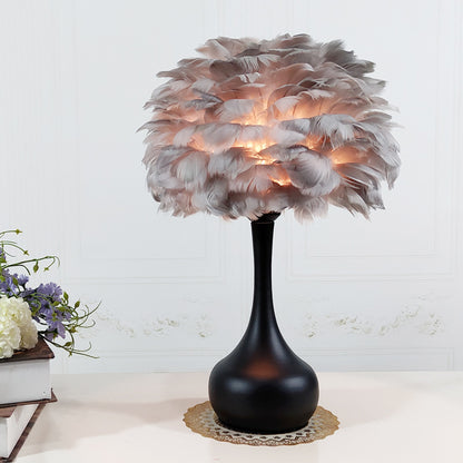 Lampe de Table en plumes de luxe, lampe de chevet de chambre à coucher, style nordique Ins, lampes de bureau à intensité variable, pour salon, salle d'étude, éclairage décoratif