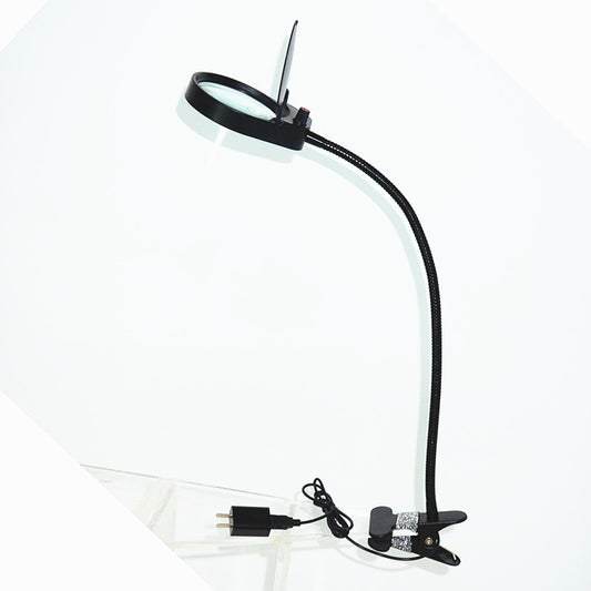 Enchufe USB Lámpara de luz LED Lectura 3x 10x Lente grande Lupa Lupa Escritorio de mesa con clip con lámpara de mesa LED-Negro