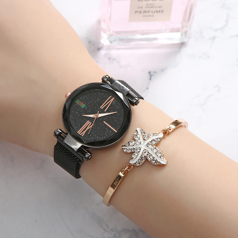 Women'S Quartz Table Waterproof Fashion Watch Inlaid Hand Chain Five-Piece Set