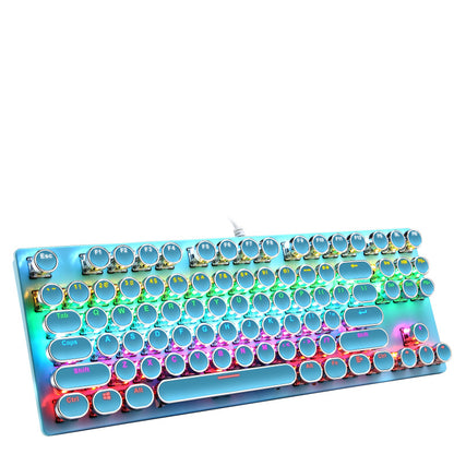 Clavier de jeu lumineux filaire, 87 touches, galvanoplastie, Punk, mécanique, axe bleu, jeu