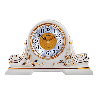 Table Clock Desktop Pendulum Desktop Living Room Bedroom Silent Sitting Clock Ceramic High-End Desktop Clock Home Pendulum Clock European Style