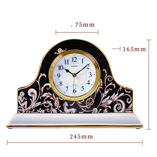 Petite horloge de table en céramique de style européen, décoration de salon, chambre à coucher, horloge silencieuse, pendule de bureau rétro, horloge de siège américaine