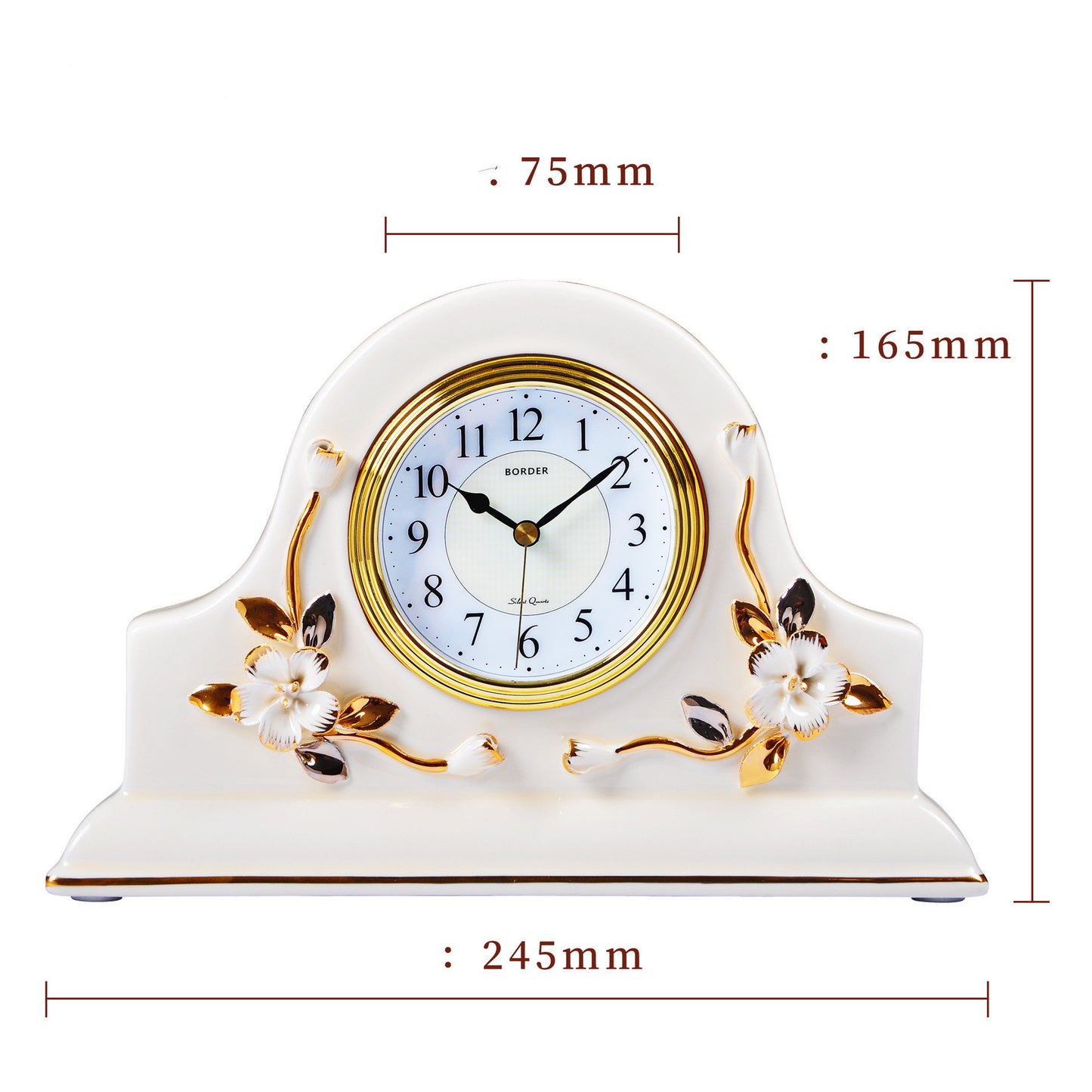 Petite horloge de table en céramique de style européen, décoration de salon, chambre à coucher, horloge silencieuse, pendule de bureau rétro, horloge de siège américaine