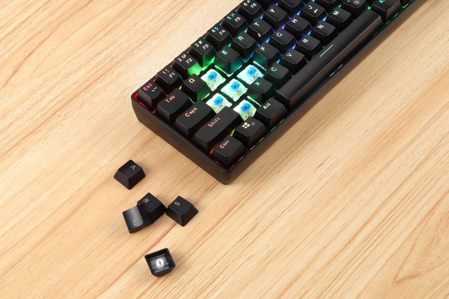 Upgraded New Rgb Wireless 2.4G Dual-Mode 61-Key Mechanical Keyboard