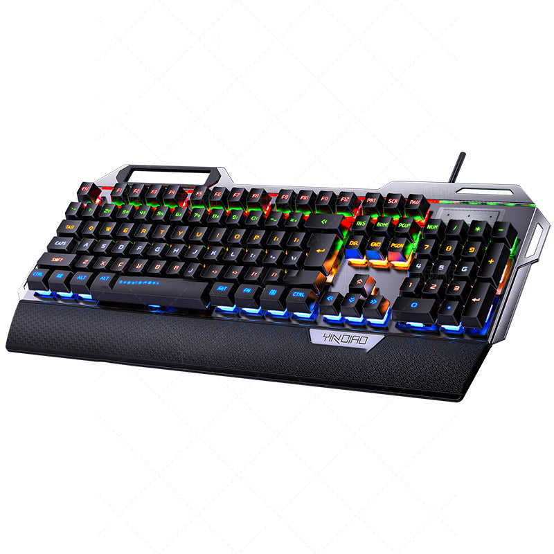 Teclado mecánico Real de Metal K100 tallado en plata, juego luminoso, eje negro, USB con cable