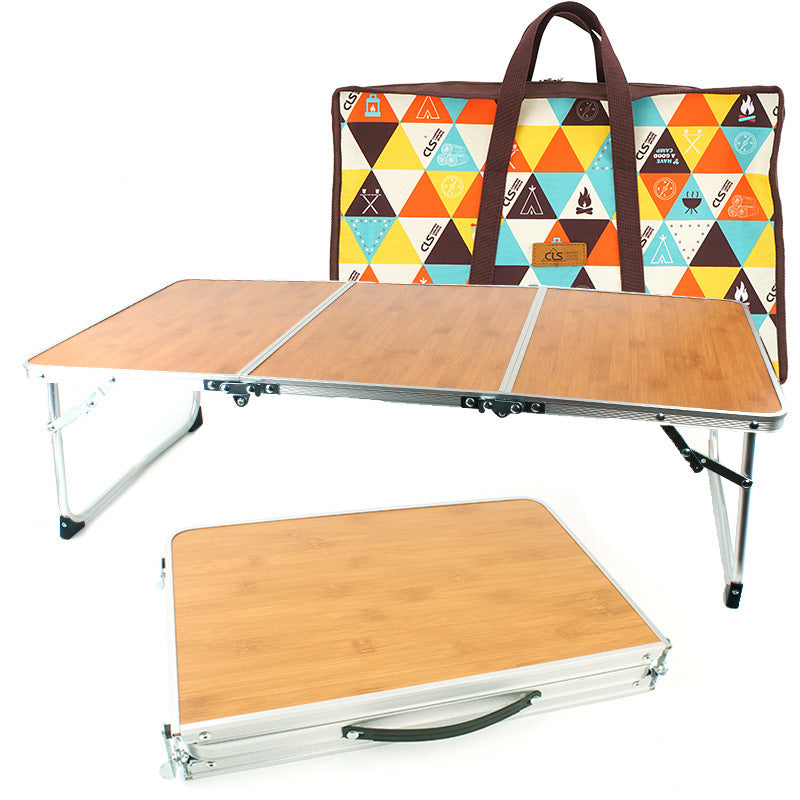 Table pliante extérieure pique-nique Barbecue bois de bambou planche de bambou Table Camping Portable Table Portable meubles simples lit table d'ordinateur