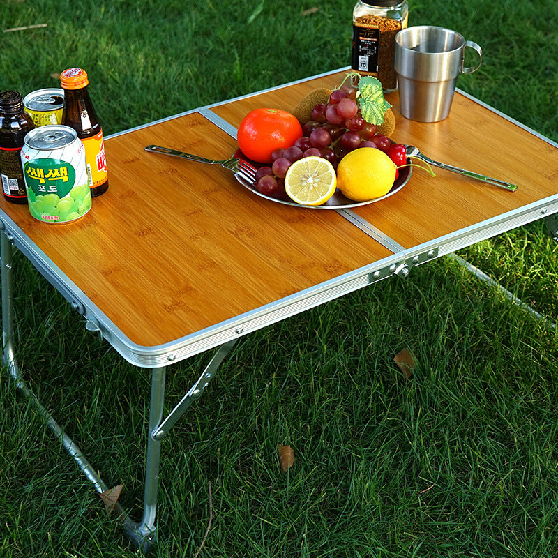 Table pliante extérieure pique-nique Barbecue bois de bambou planche de bambou Table Camping Portable Table Portable meubles simples lit table d'ordinateur