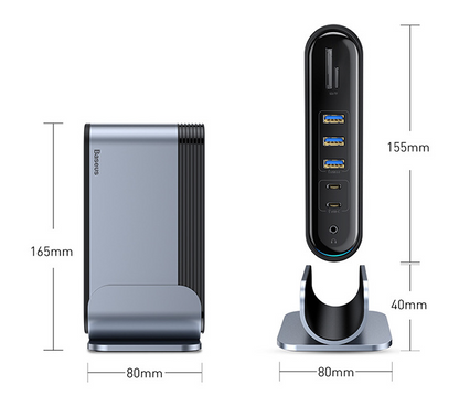 Station de travail répartiteur de moyeu multifonction de type C, station d'accueil multi-interface 16 en 1 avec alimentation