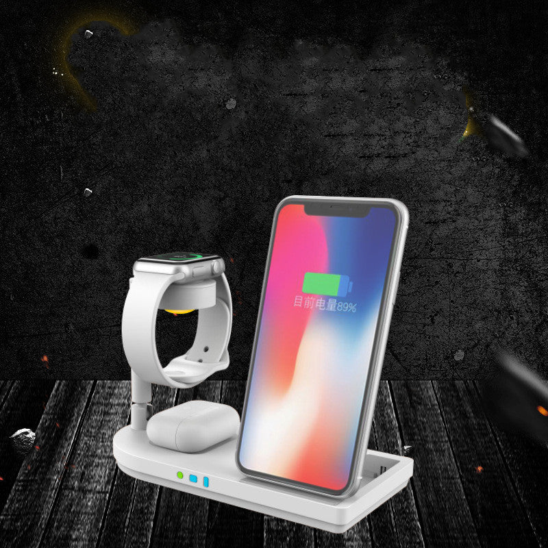 Compatible with Apple , Multi-function Wireless Charger Mobile Phone Smart Watch Headset Phone Fast Charging Dock Bracket Table Lamp