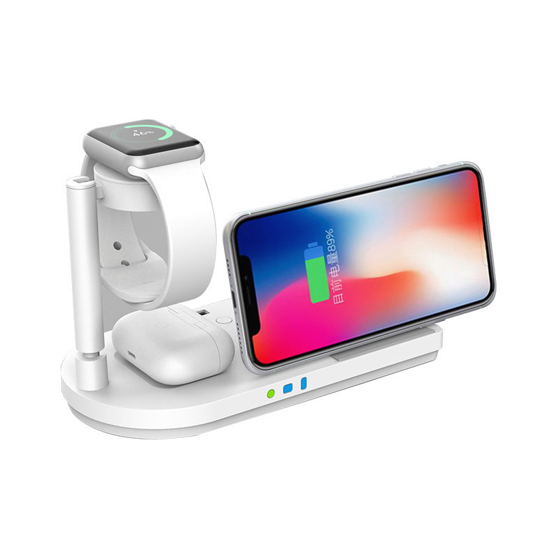 Compatible con Apple, cargador inalámbrico multifunción, teléfono móvil, reloj inteligente, auriculares, teléfono, base de carga rápida, soporte, lámpara de mesa