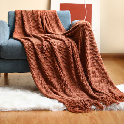 Warm Air Conditioning Blanket Hotel Bed End Towel Knitted Blanket Solid Color Sofa Cover Blanket Blanket