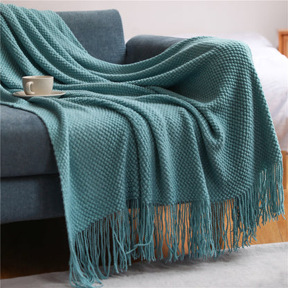 Warm Air Conditioning Blanket Hotel Bed End Towel Knitted Blanket Solid Color Sofa Cover Blanket Blanket