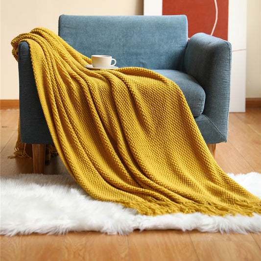 Warm Air Conditioning Blanket Hotel Bed End Towel Knitted Blanket Solid Color Sofa Cover Blanket Blanket