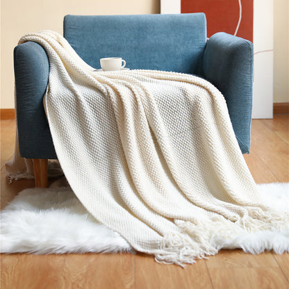 Warm Air Conditioning Blanket Hotel Bed End Towel Knitted Blanket Solid Color Sofa Cover Blanket Blanket