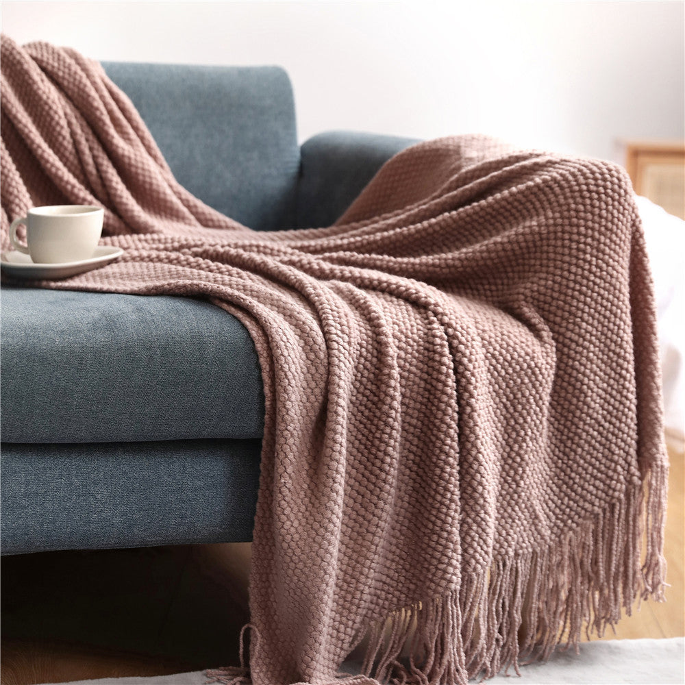 Warm Air Conditioning Blanket Hotel Bed End Towel Knitted Blanket Solid Color Sofa Cover Blanket Blanket