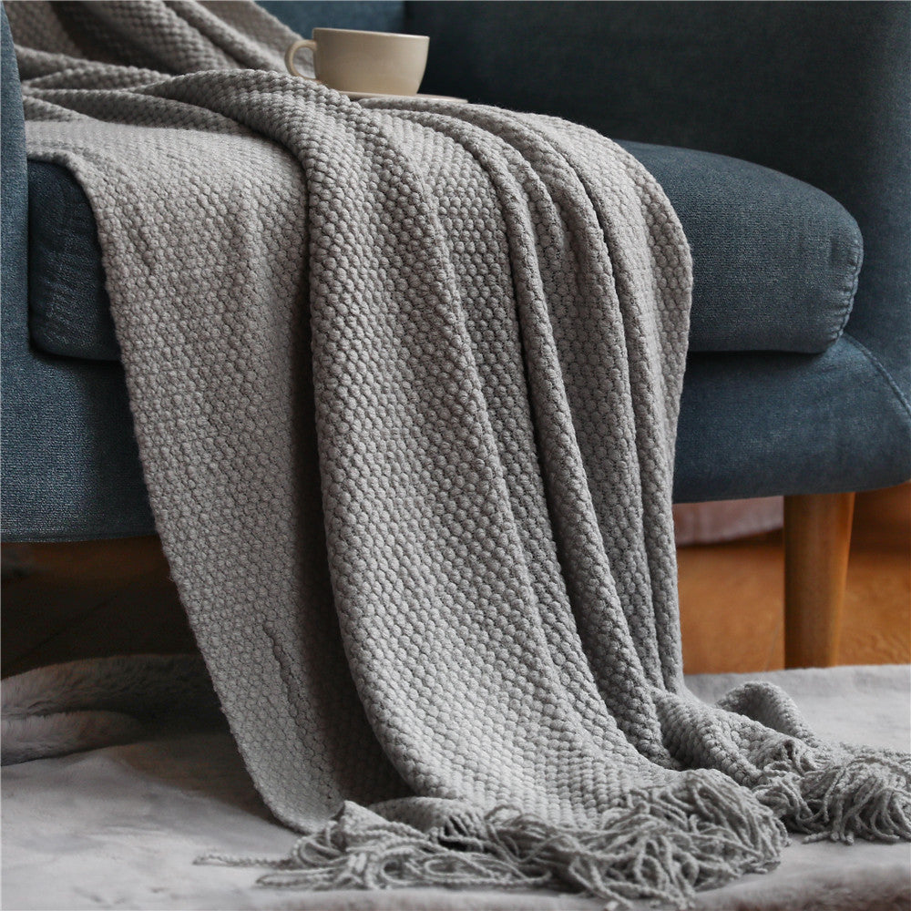 Warm Air Conditioning Blanket Hotel Bed End Towel Knitted Blanket Solid Color Sofa Cover Blanket Blanket