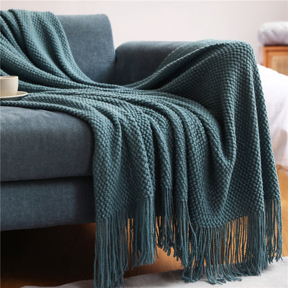 Warm Air Conditioning Blanket Hotel Bed End Towel Knitted Blanket Solid Color Sofa Cover Blanket Blanket