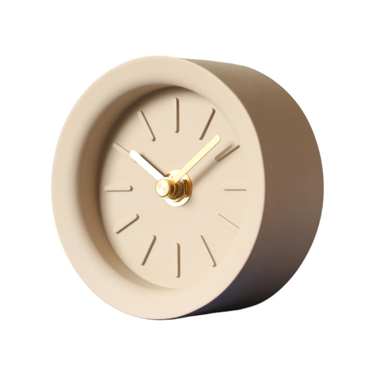 Reloj de escritorio silencioso de cemento minimalista moderno de estilo Industrial, mesita de noche para dormitorio, Reloj de escritorio pequeño nórdico redondo