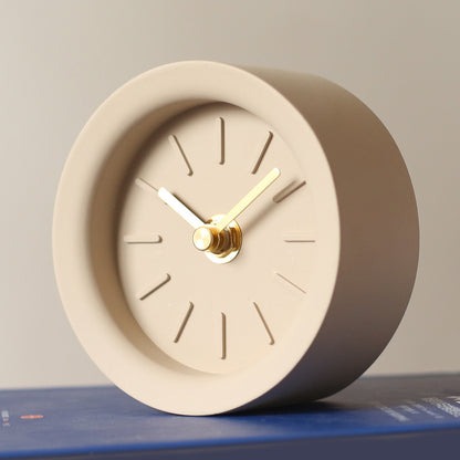 Reloj de escritorio silencioso de cemento minimalista moderno de estilo Industrial, mesita de noche para dormitorio, Reloj de escritorio pequeño nórdico redondo