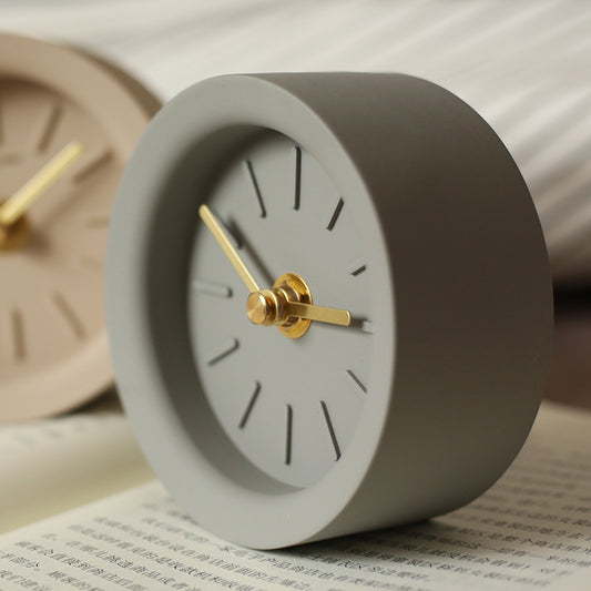 Reloj de escritorio silencioso de cemento minimalista moderno de estilo Industrial, mesita de noche para dormitorio, Reloj de escritorio pequeño nórdico redondo