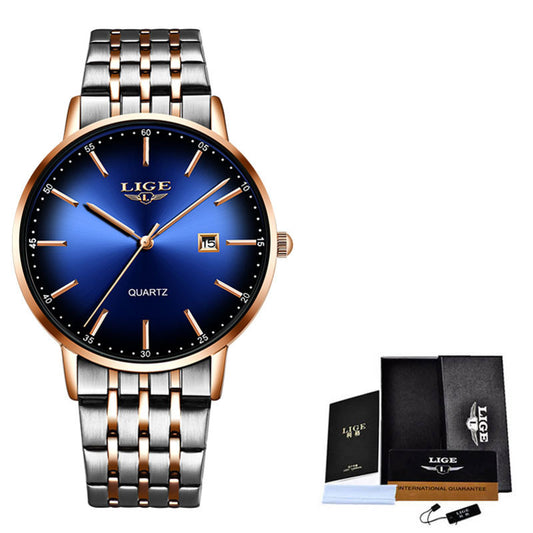 Reloj LIGE de lujo para mujer, resistente al agua, correa de acero dorado rosa, relojes de pulsera para mujer, relojes de pulsera de marca superior, reloj femenino