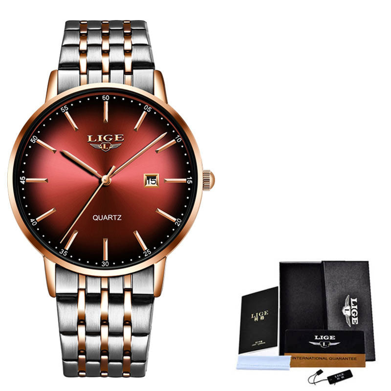 Reloj LIGE de lujo para mujer, resistente al agua, correa de acero dorado rosa, relojes de pulsera para mujer, relojes de pulsera de marca superior, reloj femenino