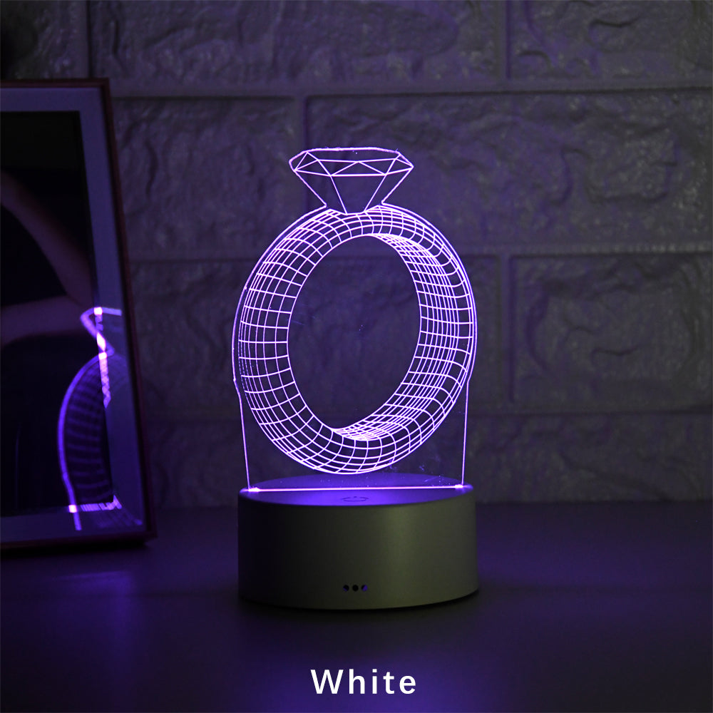 Veilleuse LED 3D avec bague en diamant