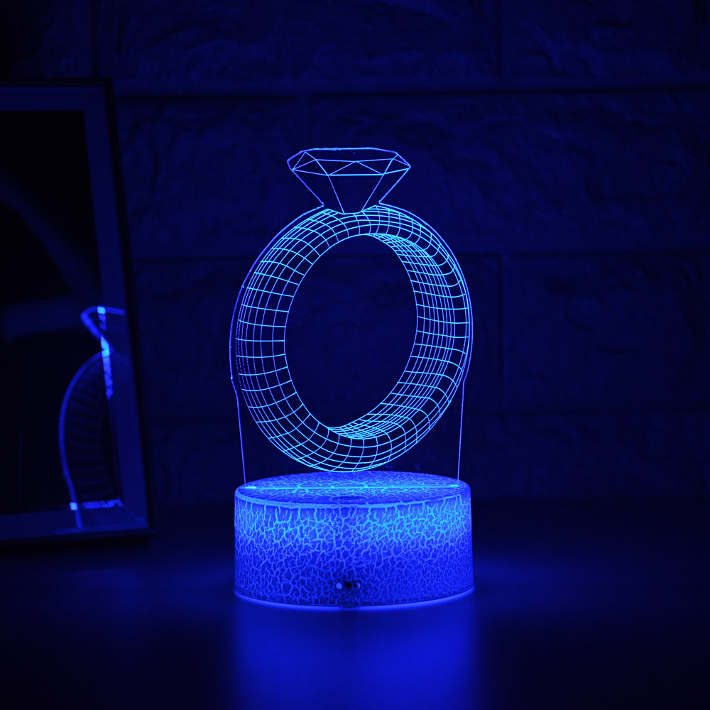 3D LED Night Light With Diamond Ring