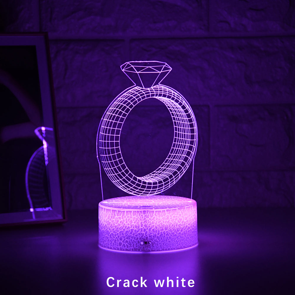 3D LED Night Light With Diamond Ring