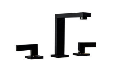 All Copper Split Basin Faucet Black Three-Piece Set