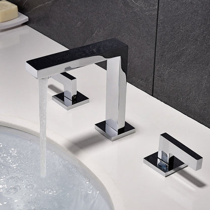 Robinet de lavabo divisé tout en cuivre, ensemble de trois pièces noirs