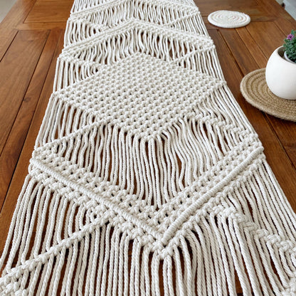 Factory Direct Sale Ins Nordic Table Runner Bohemia Hand-Woven Table Runner Tapestry Rope Woven Living Room Table Customization