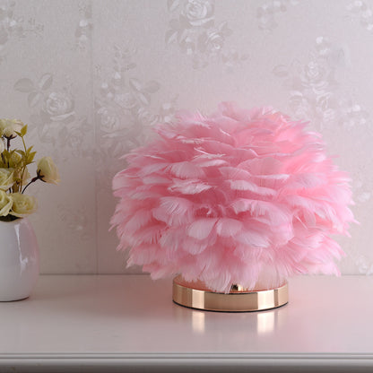 Lampe de Table en plumes, lampe de chevet de chambre à coucher, de luxe, créative, chaleureuse et romantique, pour chambre d'enfant, chambre d'enfant, salon nordique