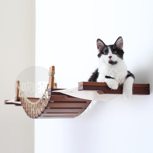 Pont suspendu pour chat, échelle en corde de chanvre, échelle souple, pont en bois massif, cadre d'escalade mural pour chat, meubles pour animaux de compagnie, pont pour chat, Type de suspension murale, plus accessoires