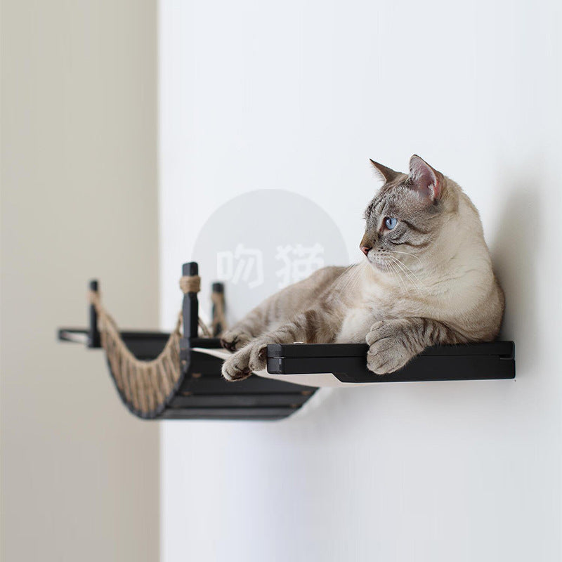 Pont suspendu pour chat, échelle en corde de chanvre, échelle souple, pont en bois massif, cadre d'escalade mural pour chat, meubles pour animaux de compagnie, pont pour chat, Type de suspension murale, plus accessoires