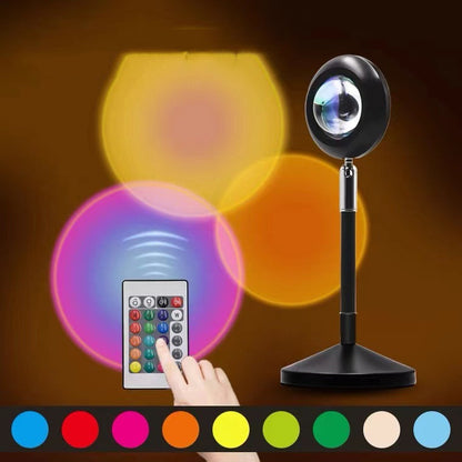 Upgrade Rainbow Sunset Projector Lamp Atmosphere Light Home Coffee Shop Background Wall Decoration Remote Control Sunset Lamps