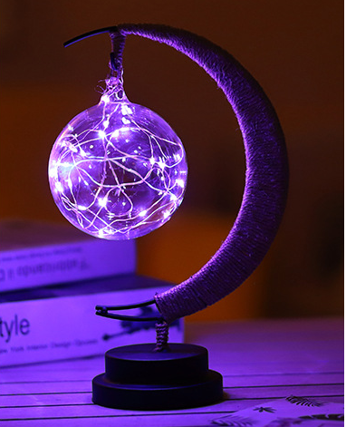 Ins Wind Iron Ornament Led Moon Star Shape Copper Wire Lamp