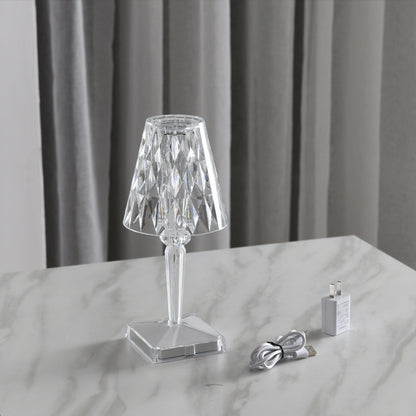 Lámpara de mesa acrílica de diamante, luz nocturna, lámpara de cubierta de princesa italiana, lámpara de mesa táctil de ambiente moderno, hogar, dormitorio, Bar y cafetería