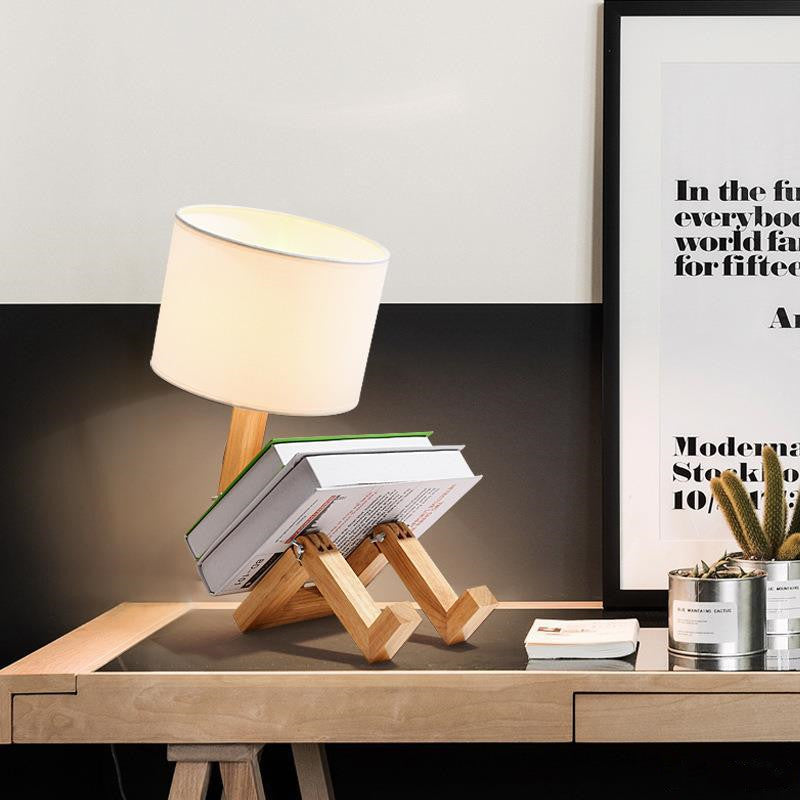 Lámpara de escritorio Dormitorio creativo Lámpara de escritorio Mesita de noche de madera Simple Nórdico Moderno Regalo Productos de tela Madera maciza Led