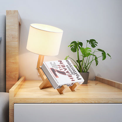 Lámpara de escritorio Dormitorio creativo Lámpara de escritorio Mesita de noche de madera Simple Nórdico Moderno Regalo Productos de tela Madera maciza Led